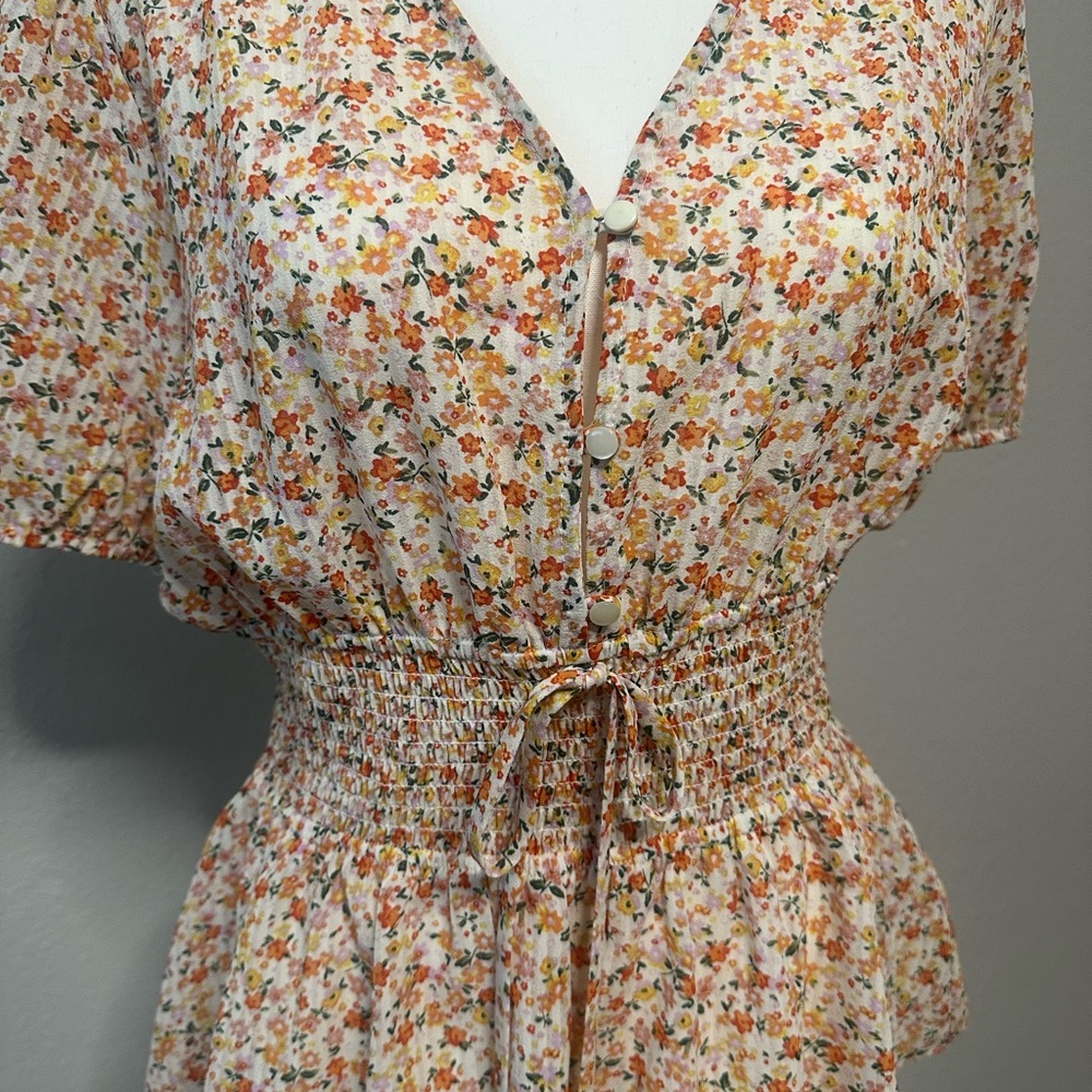 Everleigh Orange and Brown Flutter Sleeve Blouse